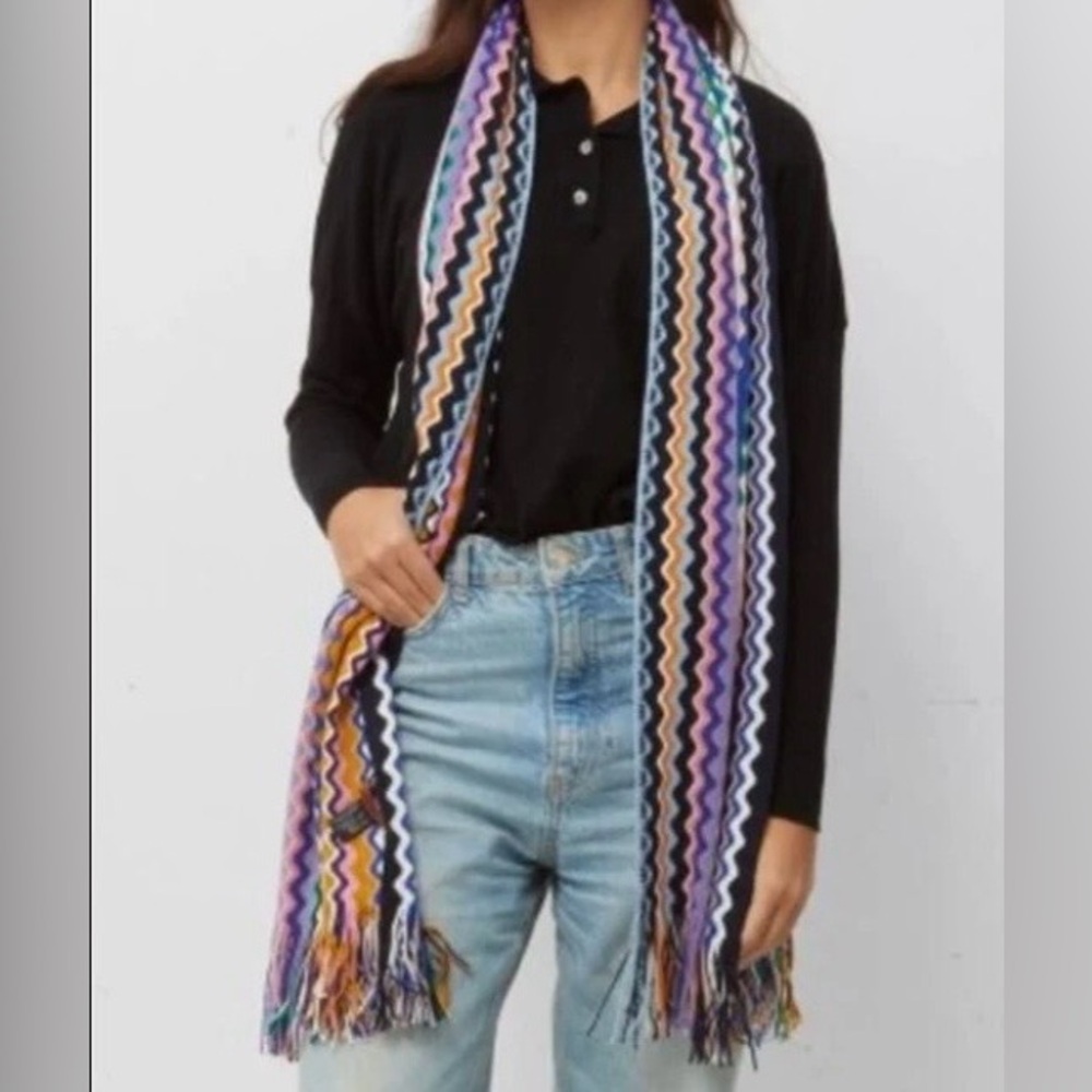 Missoni.  Zigzag Knit Scarf - Women's Accessory, multi coloured